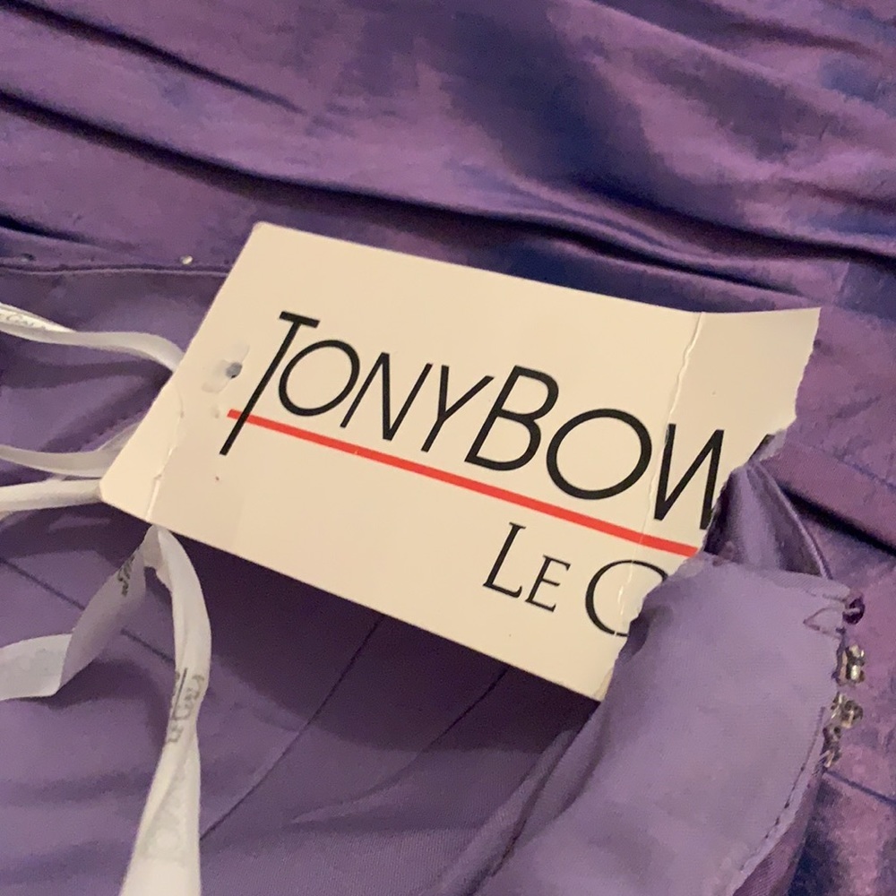 NWT Tony Bowls blue purple ombre beaded formal prom bridesmaid gown dress size 2 - Picture 6 of 9